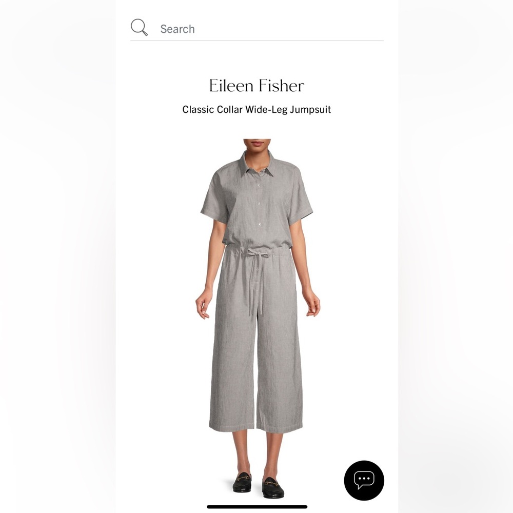 Eileen Fisher Classic Collar Wide Leg Jumpsuit in Size